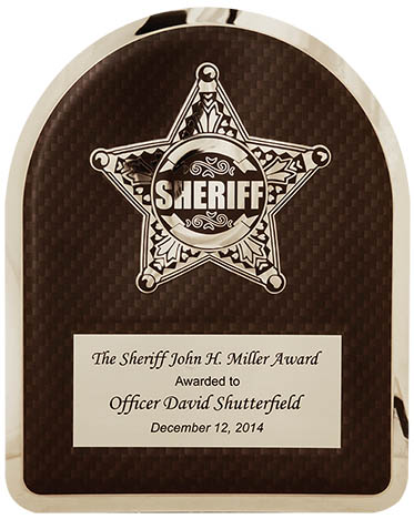 Sheriff Black Background HERO Plaque Size: 10 1/2" x 13"
